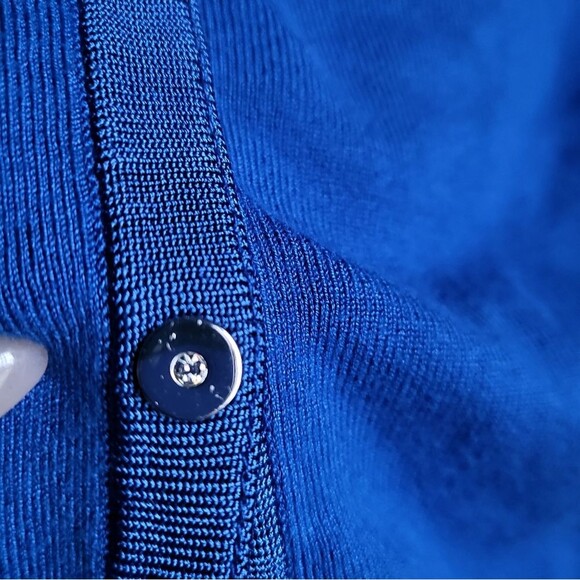 Chicos Cobalt Blue Snap Rhinestone Center Silver Closure Long Sleeve Sz M - Picture 4 of 11